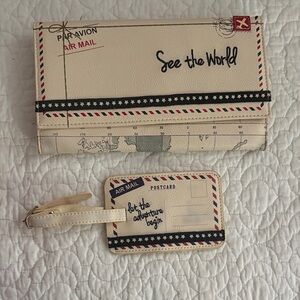 Travel-Themed Wallet and Luggage Tag Set